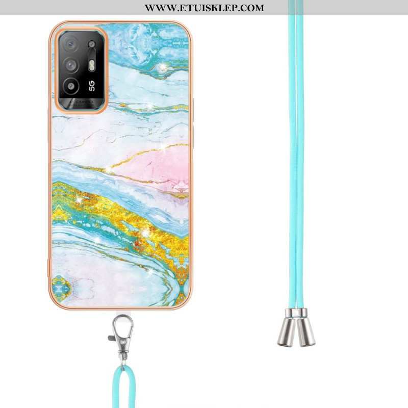 Etui do Oppo A94 5G Marmur Ze Sznurkiem